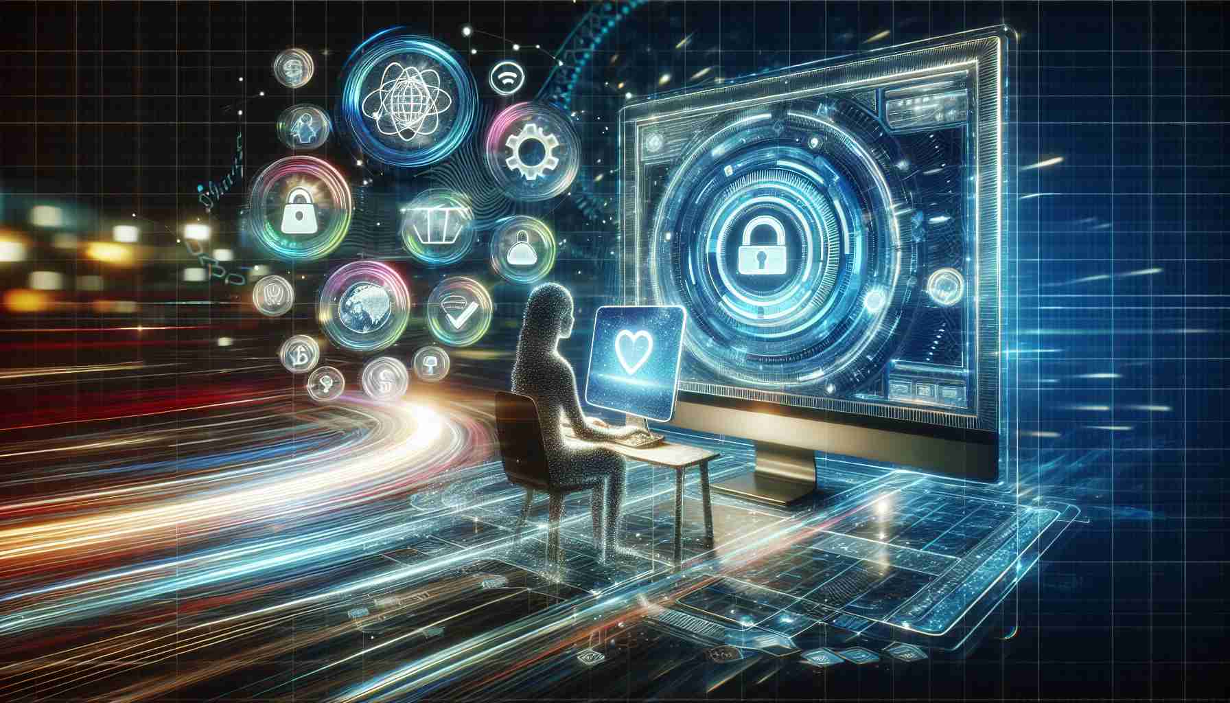 A highly detailed, realistic image representing the concept of revolutionizing internet browsing through innovative regulation. Visualize a person happily browsing the internet on a modern computer with a clean user interface, surrounded by holographic icons symbolizing safety, accessibility, and speed. Overlay this with light waves that symbolize the flow of information and currency in improved, regulated pathways. Place this image in a setting that suggests a futuristic technology-infused environment filled with advanced devices and smart applications.