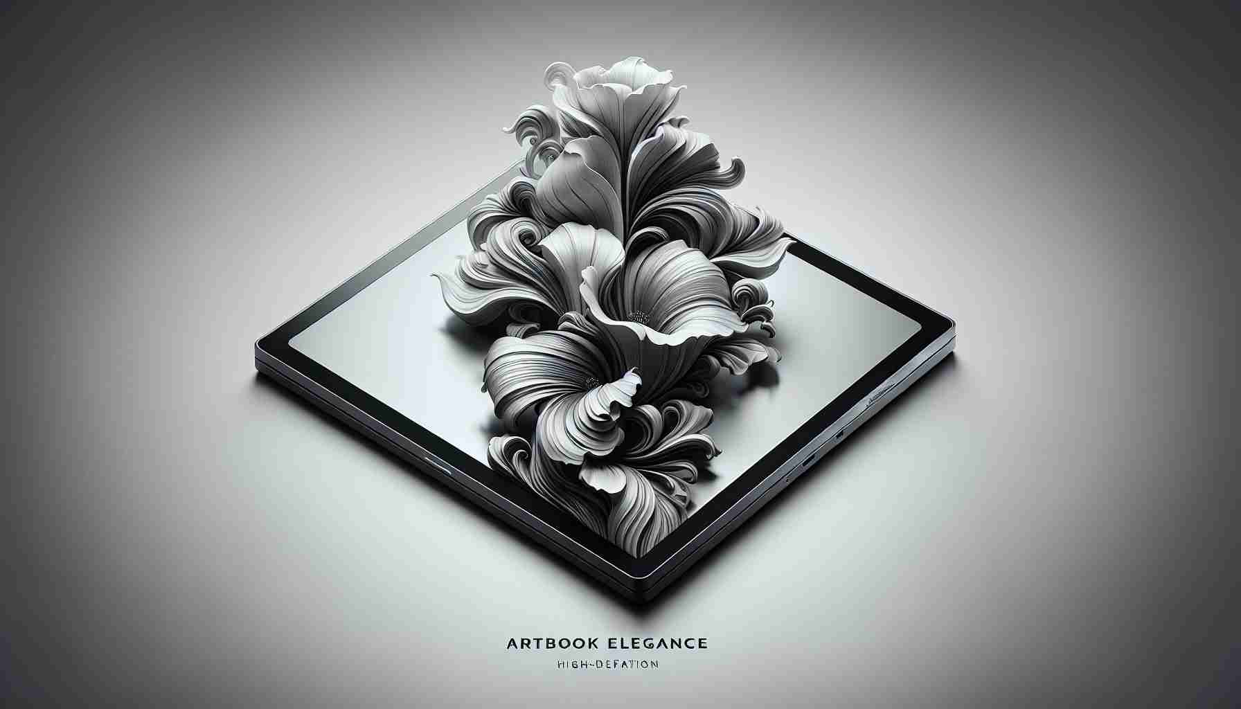 High-definition image of a device called ArtBook Elegance designed with an air of sophistication and power. It boasts a slim and sleek design that gives it a luxurious look. It could be a high-end electronic device like a laptop, known for its state-of-the-art technology and seamless performance.